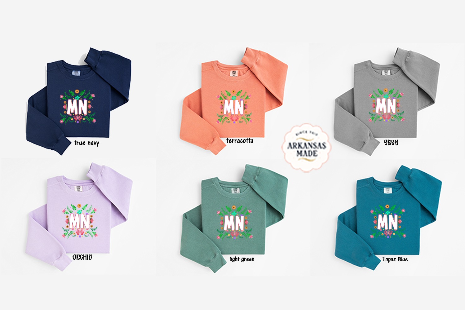 MN Floral Sweatshirt, Minnesota State Pride, Botanical Graphic Sweatshirt, Flower Lover Gift, Minnesota Souvenir Sweatshirt - Image 5