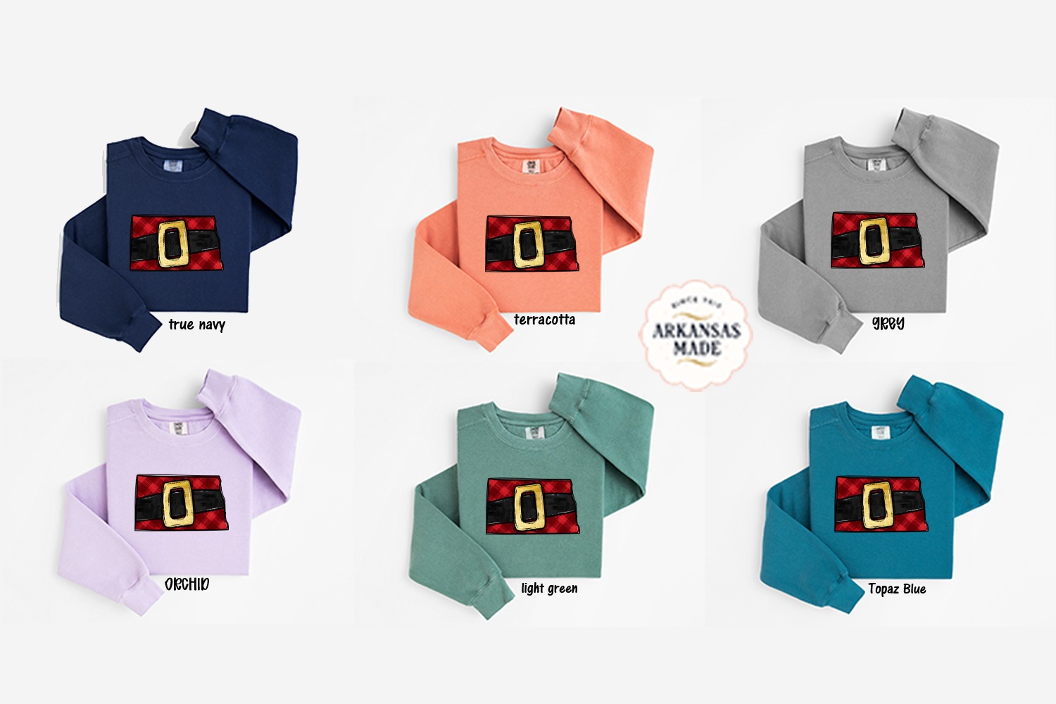 Santa Belt Sweatshirt, Christmas Sweatshirt, Plaid Holiday Sweatshirt, Festive Crewneck, Cute Xmas Gift, Holiday Apparel - Image 5