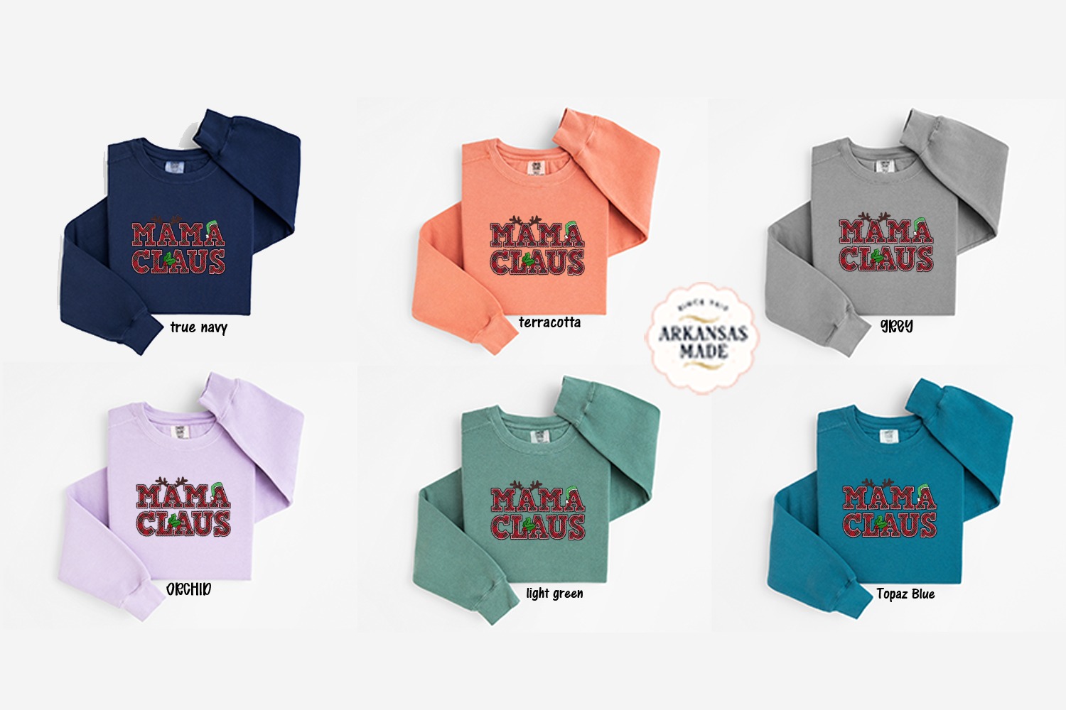 Mama Claus Sweatshirt, Christmas Sweatshirt, Plaid Sweatshirt, Reindeer Antler, Santa Hat, Festive Sweatshirt, Holiday Sweatshirt - Image 5