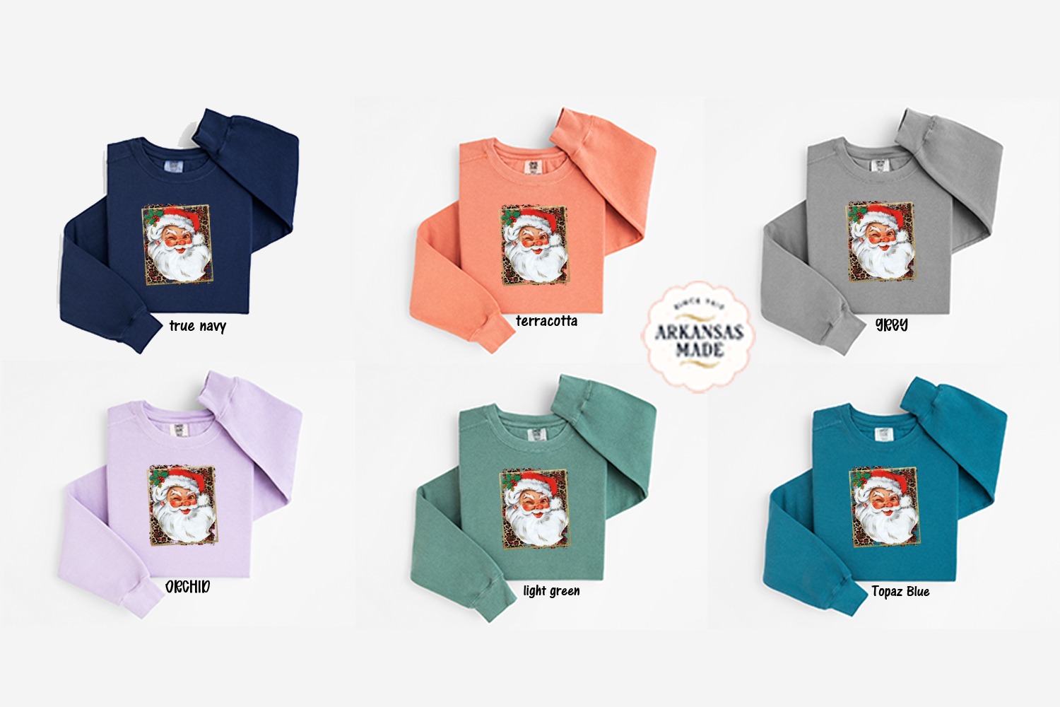 Winking Santa Sweatshirt, Leopard Print Christmas, Vintage Style Holiday Apparel, Festive Outfit, Funny Santa Face, Unique Christmas Gift - Image 5