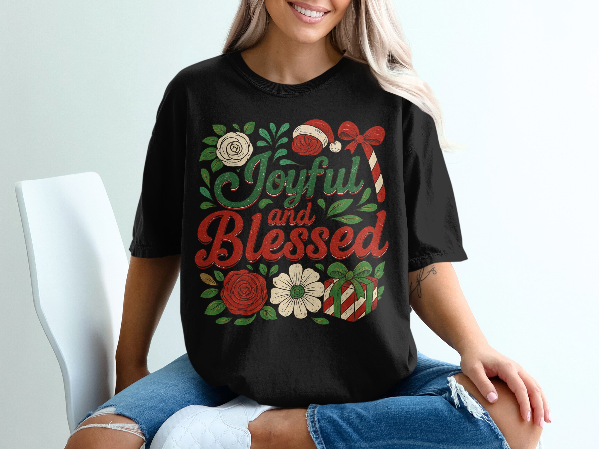 Joyful and Blessed T-Shirt, Christmas Shirt, Holiday Tee, Festive Shirt, Winter Apparel, Gift Idea, Christmas Gift, Seasonal Fashion - Image 2