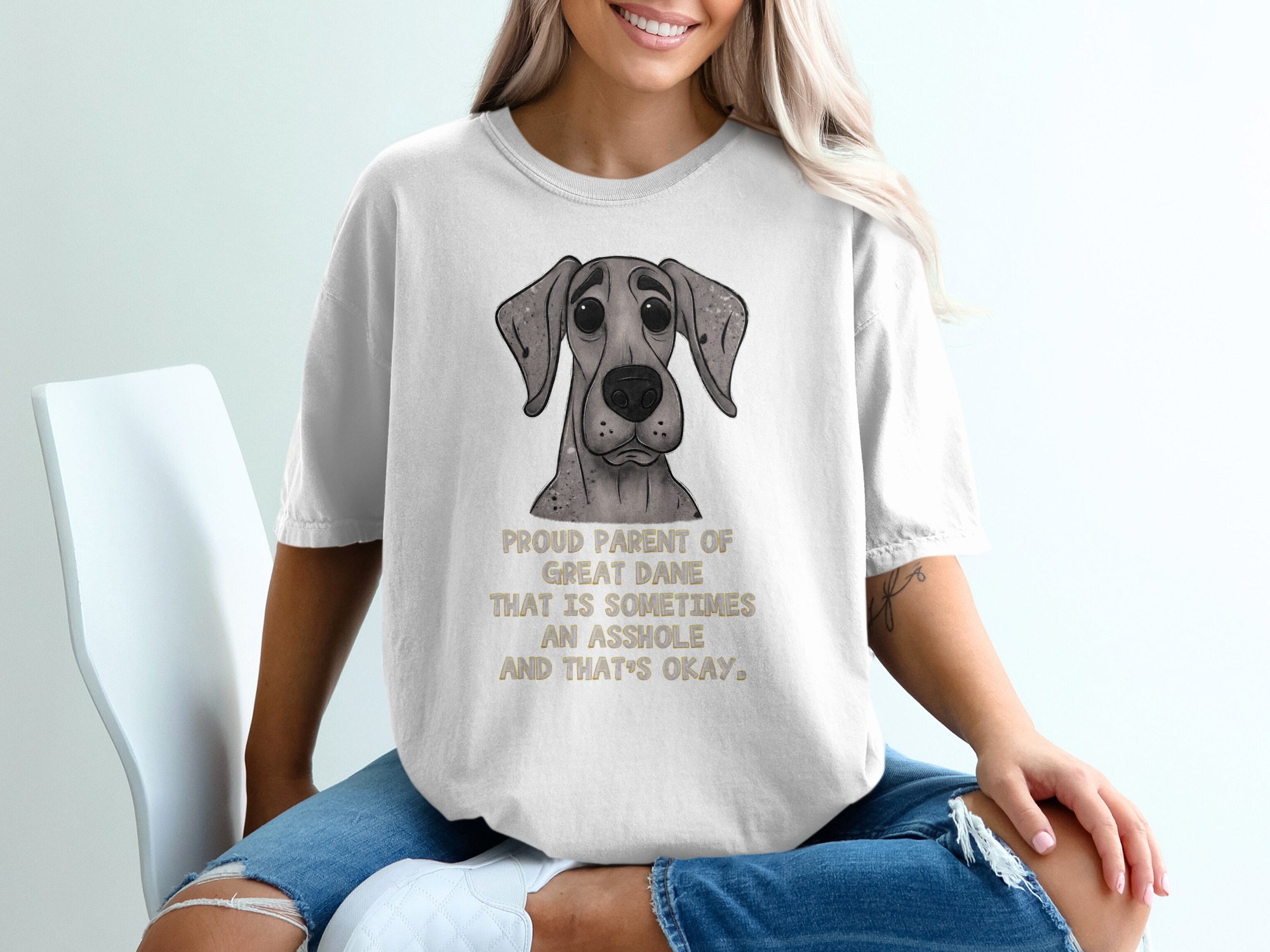 Proud Great Dane Parent T-Shirt, Funny Dog Shirt, Sarcastic Pet Owner Tee, Dog Lover Gift, Humor Dog Dad Mom Present, Novelty T-Shirt