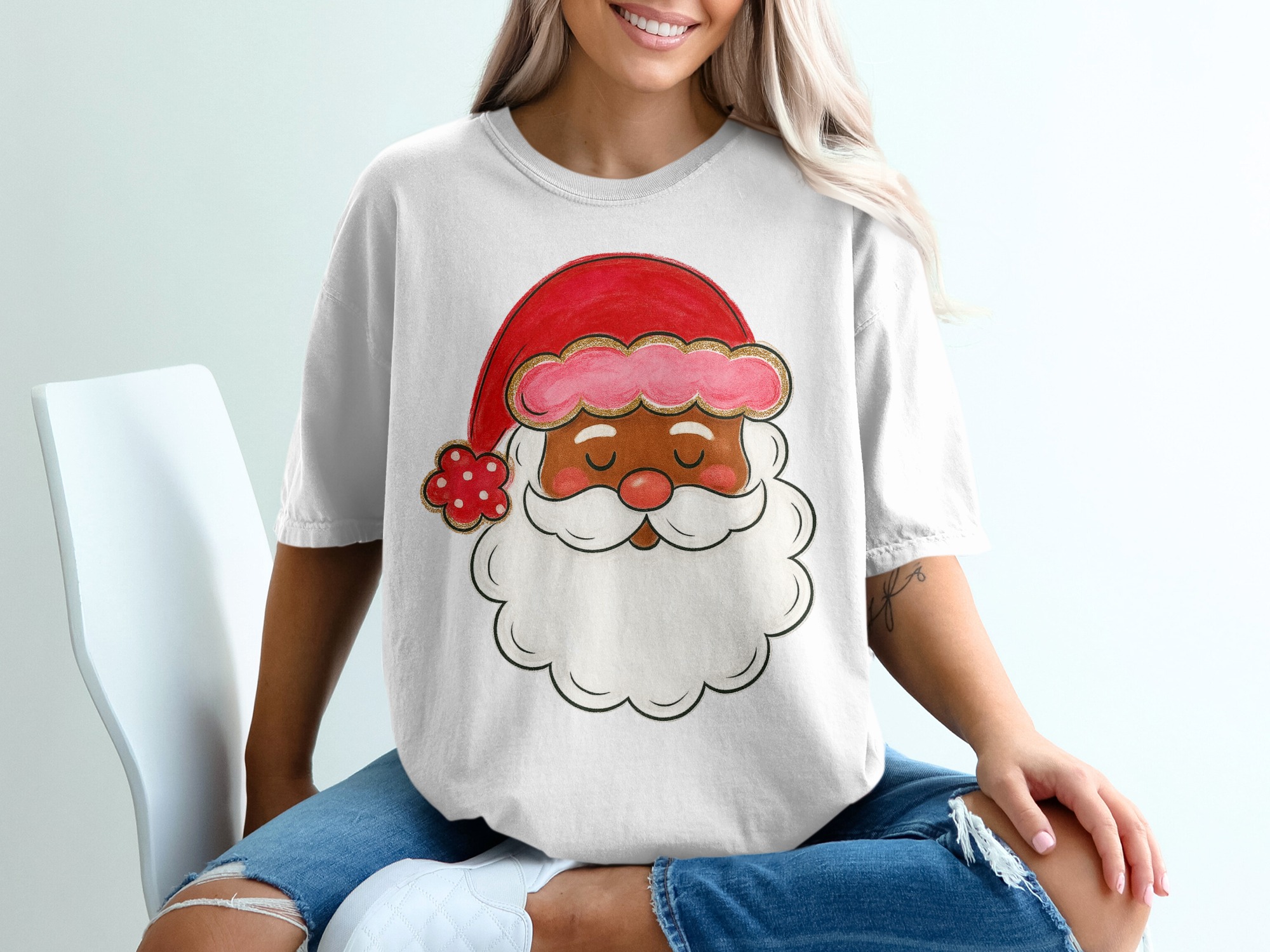 African American Santa T Shirt, Black Santa Shirt, Christmas Shirt, Black Claus Shirt, Holiday Shirt, Merry Christmas Apparel