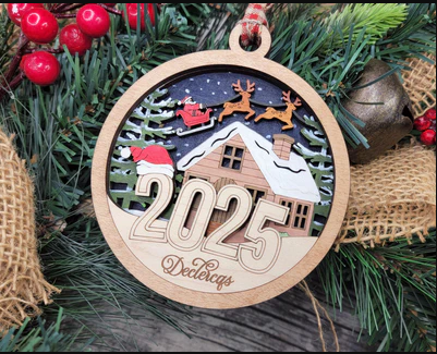 2025 Christmas Ornament Personalized, Santa Sleigh Reindeer, New Home Ornament, Holiday Gift, Family Name Ornament, Christmas Decor - Image 2