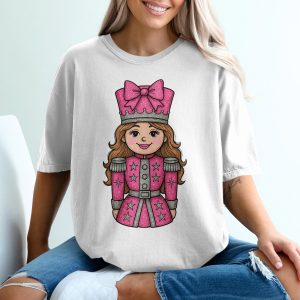 Pink Nutcracker Girl T-Shirt, Cute Christmas Tee, Holiday Cheer Outfit, Festive Season Apparel, Gift for Her, Sparkly Design, Winter