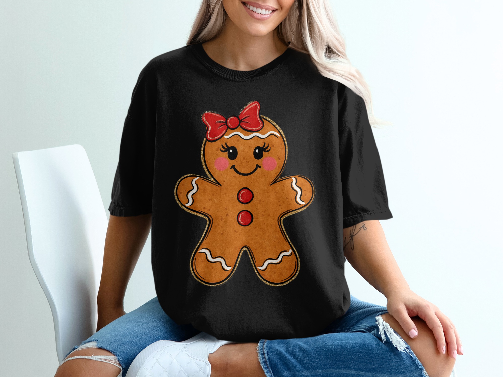 Gingerbread Girl T-Shirt, Christmas Tee, Holiday Shirt, Cute Winter Apparel, Cookie Lover Gift, Festive Top, Seasonal Clothing - Image 2