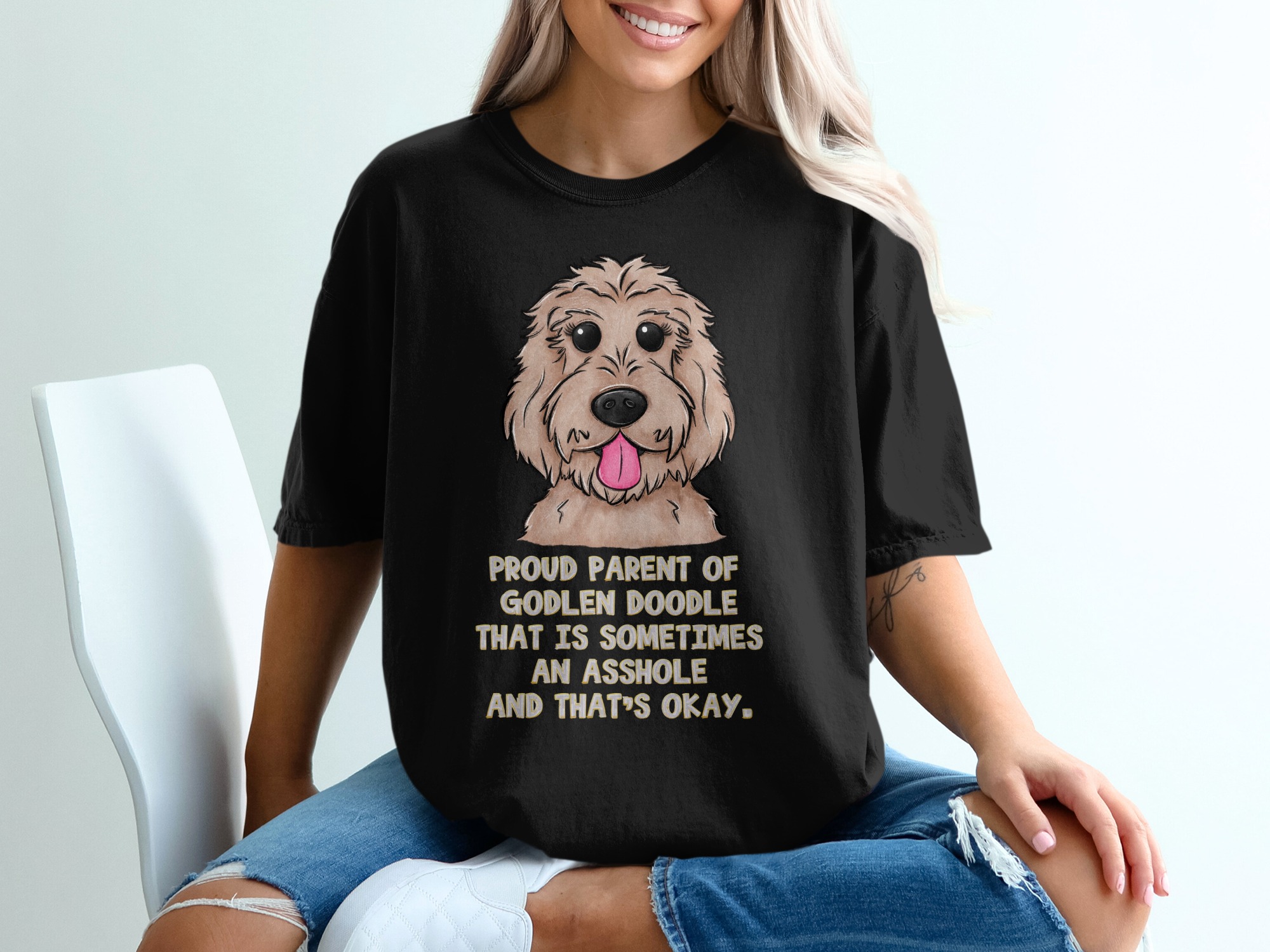 Funny Godlen Doodle T-Shirt, Sarcastic Dog Lover Tee, Cute Puppy Shirt, Proud Dog Parent Gift, Unique Dog Design Shirt, Pet Owner Apparel - Image 2