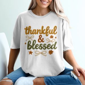 Thankful Blessed T-Shirt, Fall T-Shirt, Thanksgiving Tee, Autumn Apparel, Holiday Gift, Festive Shirt, Harvest T-Shirt, Family T-Shirt