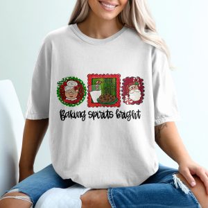 Baking Spirits Bright T-Shirt, Holiday Tee, Christmas Shirt, Santa Shirt, Mrs Claus, Cookie Shirt, Baking Shirt, Festive Gift Idea