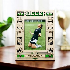 Soccer Wood Icon Frame, Personalized Soccer Gift, Sport Photo Frame, Soccer Team Gift, Soccer Player Gift, Soccer Decor, Wood Picture Frame