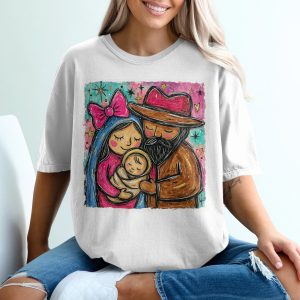 Nativity Scene T-Shirt, Christmas Family Art, Holy Family Tee, Religious Apparel, Christian Gift Idea, Holiday Season Top