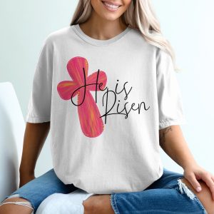 He is Risen T-Shirt, Easter Cross Tee, Religious Gift, Christian Apparel, Faith Based Shirt, Easter Sunday Top, Church Outfit, Hope Tee