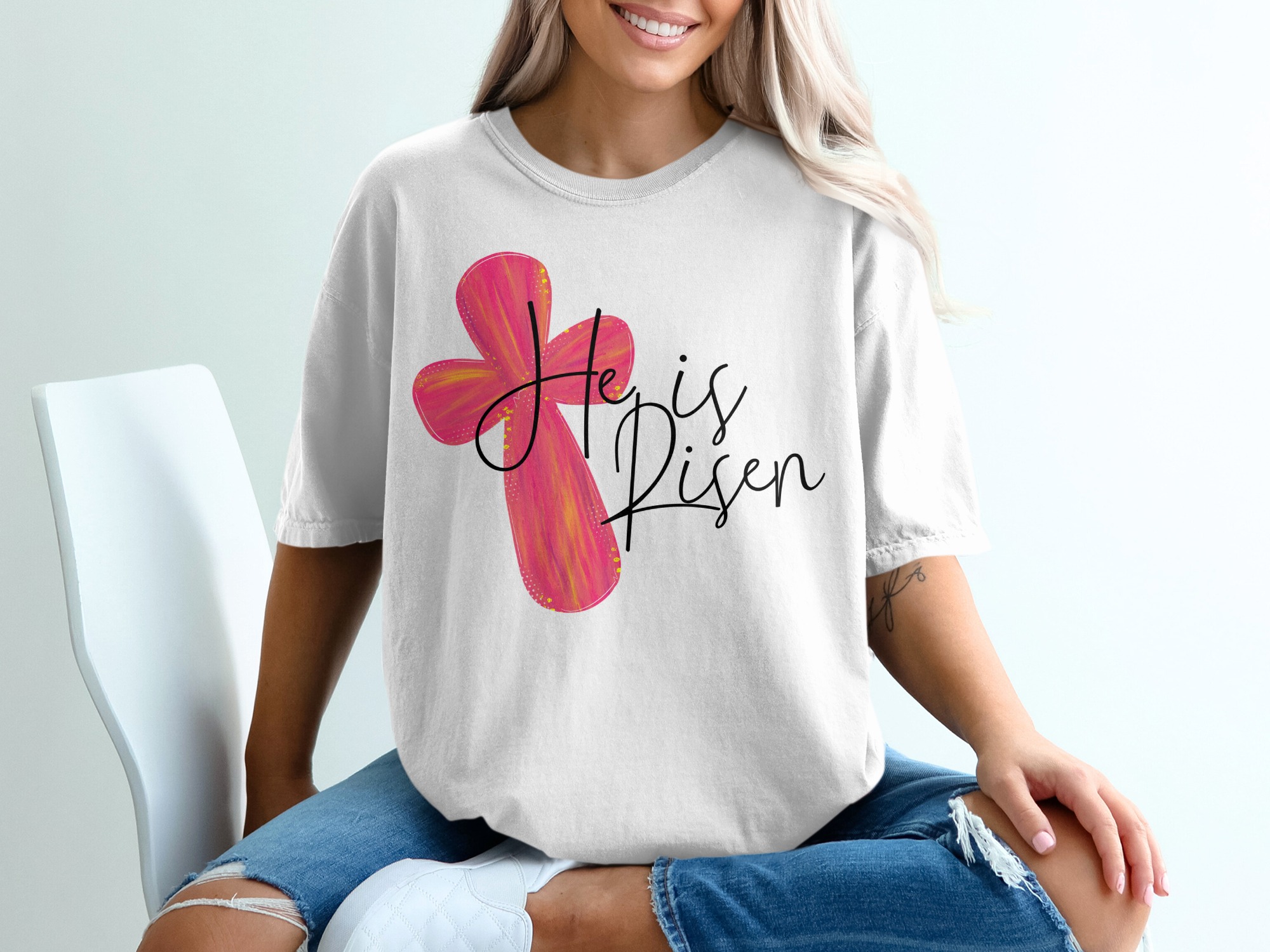 He is Risen T-Shirt, Easter Cross Tee, Religious Gift, Christian Apparel, Faith Based Shirt, Easter Sunday Top, Church Outfit, Hope Tee