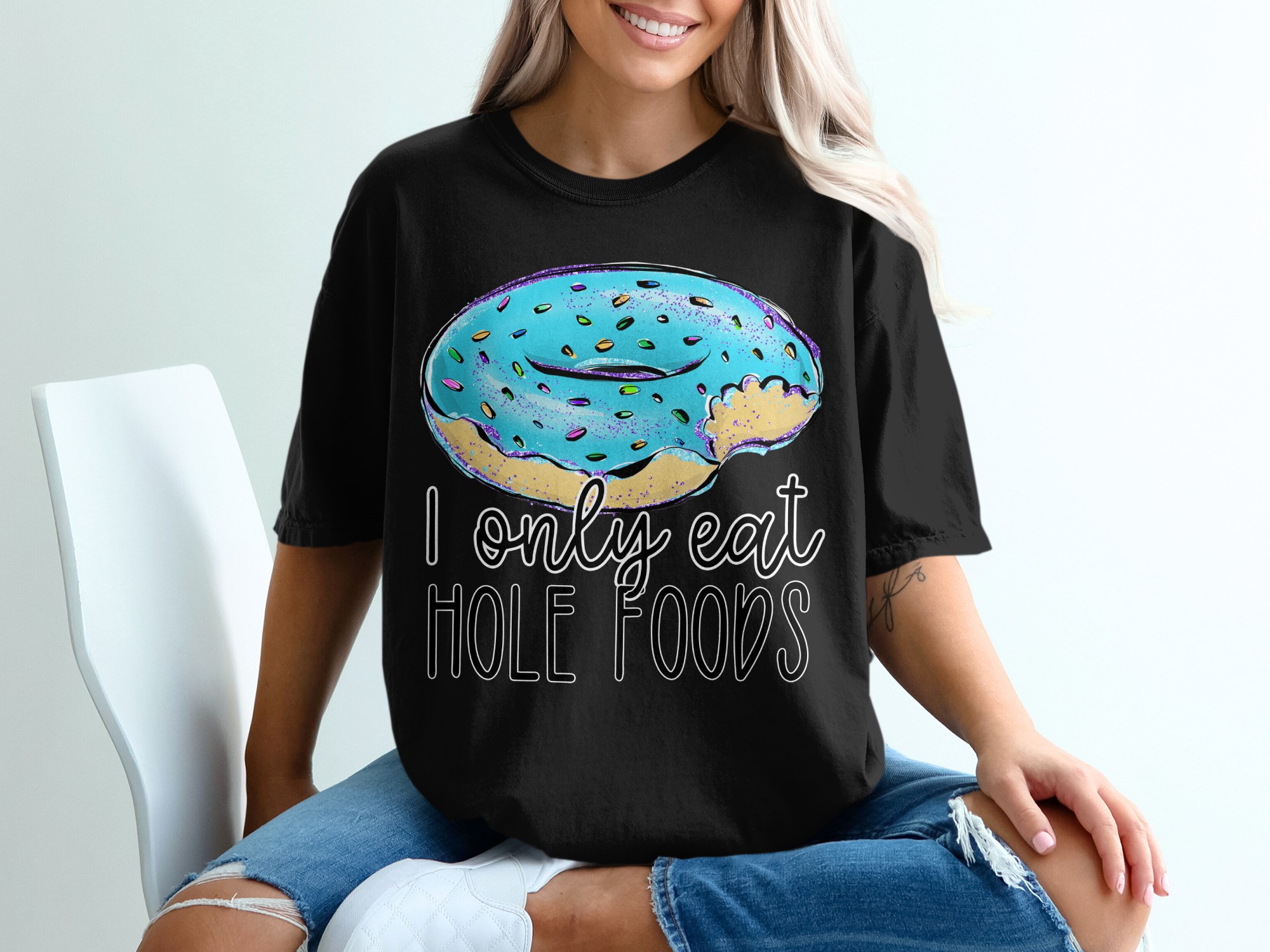 Funny Donut T Shirt, Hole Foods Pun Shirt, Sweet Treat Tee, Dessert Humor, Novelty Foodie Top, Donut Lover Gift, Trendy Graphic T Shirt - Image 2