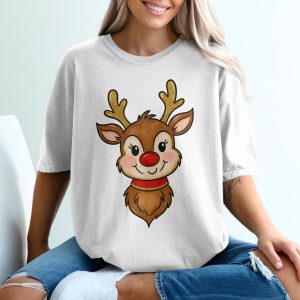 Cute Reindeer T-Shirt, Christmas Shirt, Holiday Tee, Festive Apparel, Seasonal Gift, Kids Shirt, Adult TShirt, Reindeer Antlers