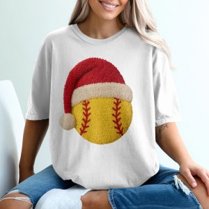 Christmas Softball T-Shirt, Santa Hat Softball, Holiday Softball Tee, Festive Sports Apparel, Christmas Gift Idea, Softball Lover Shirt