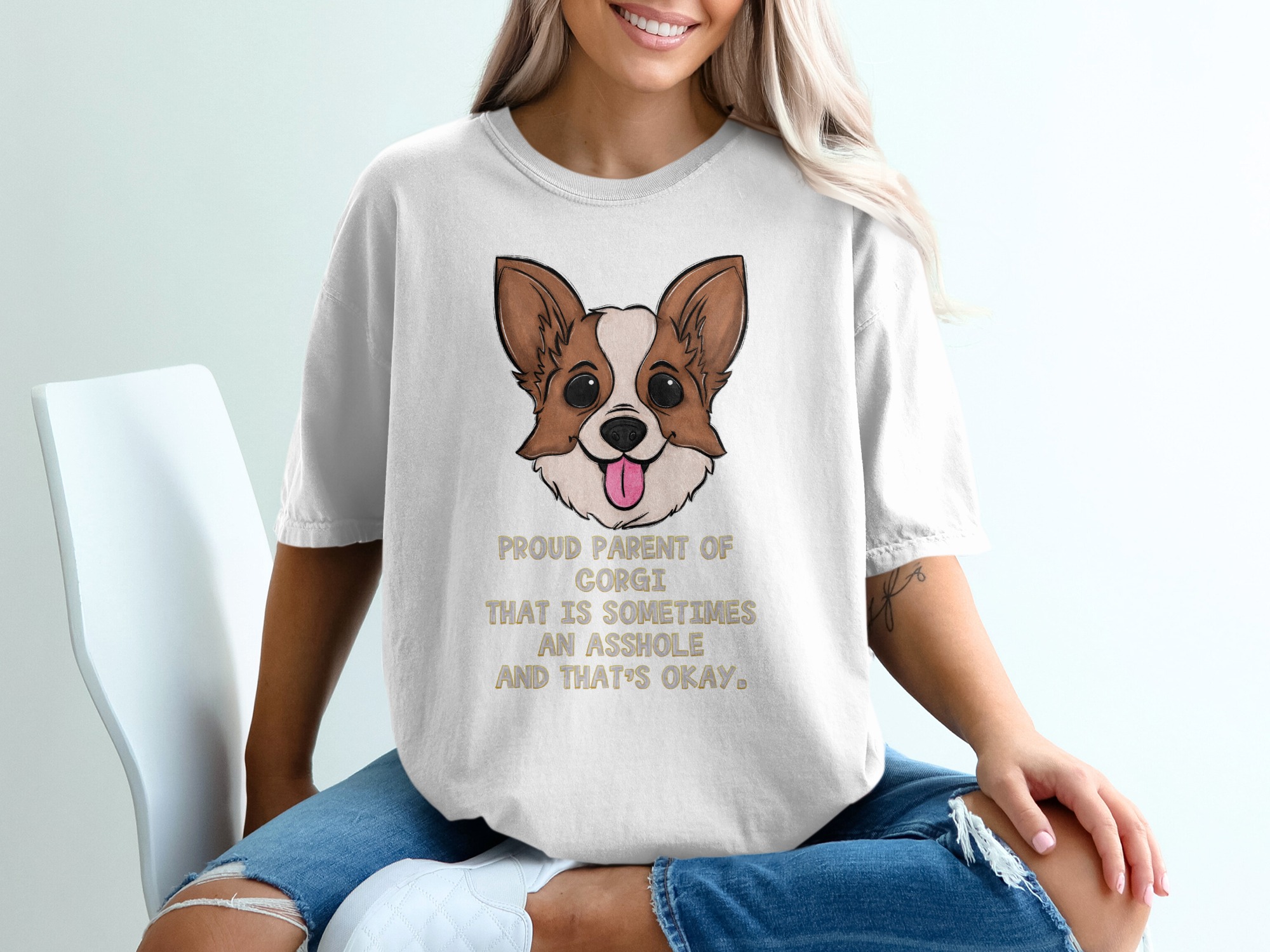Proud Corgi Parent T-Shirt, Funny Dog Shirt, Corgi Gift, Dog Lover Tee, Sarcastic Dog Mom, Cute Corgi, That's Okay Shirt