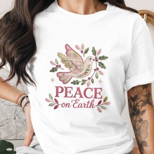 Peace Dove PNG Digital Download, Christmas Bird Art, Holiday Printable, Quilted Dove Art, Home Decor, Peace on Earth Design
