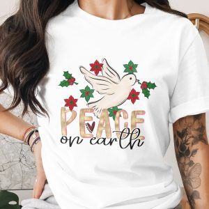 Peace on Earth Dove PNG, Holiday Clipart, Christmas PNG Digital Download, Festive Sublimation Design, Winter Graphic, Holiday Design