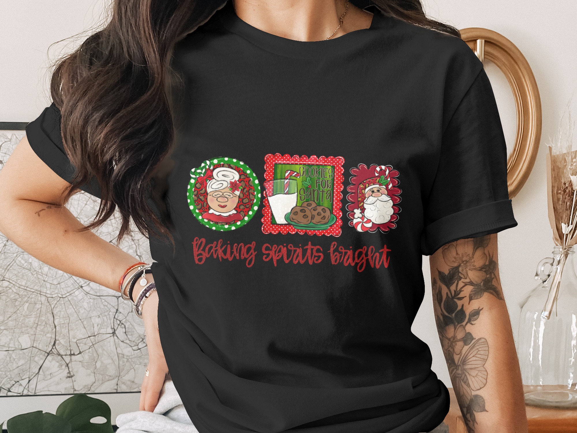 Baking Spirits Bright PNG Digital Download, Mrs Santa, Santa Claus, Cookies for Santa, Christmas Design, Holiday Clipart - Image 2