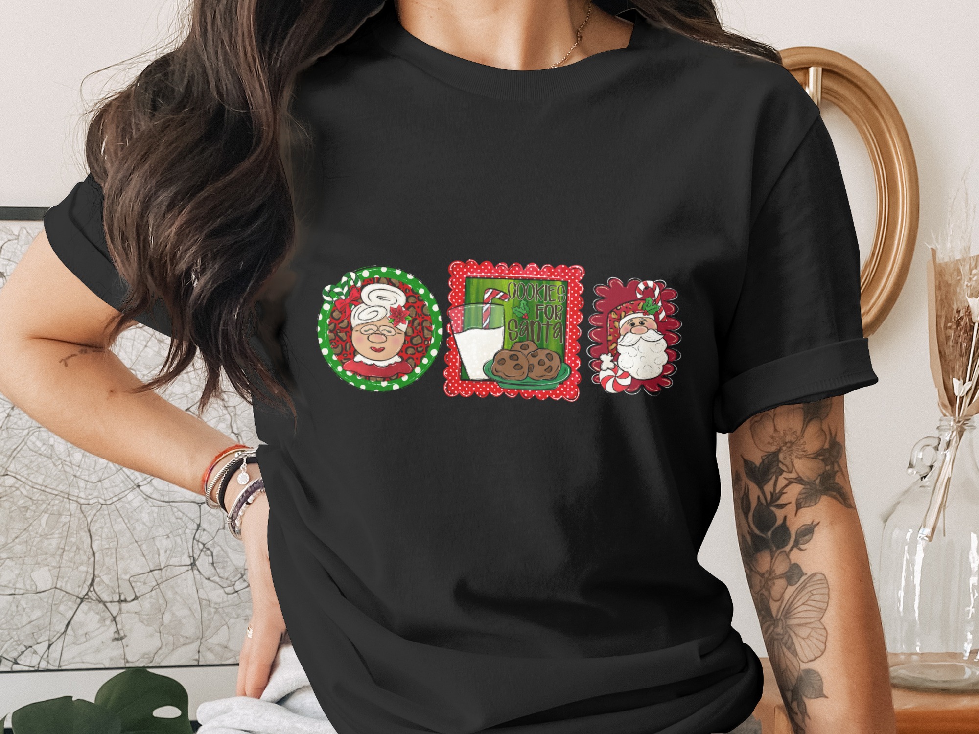 Christmas PNG Digital Download, Baking Spirits Bright Design, Santa, Mrs Santa, Cookies for Santa, Holiday PNG, Sublimation Design - Image 2