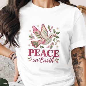 Peace On Earth PNG, Christmas Dove, Holiday Season Digital Download, Winter Clipart, Festive Design, Christmas Decor, Crafting, Sublimation