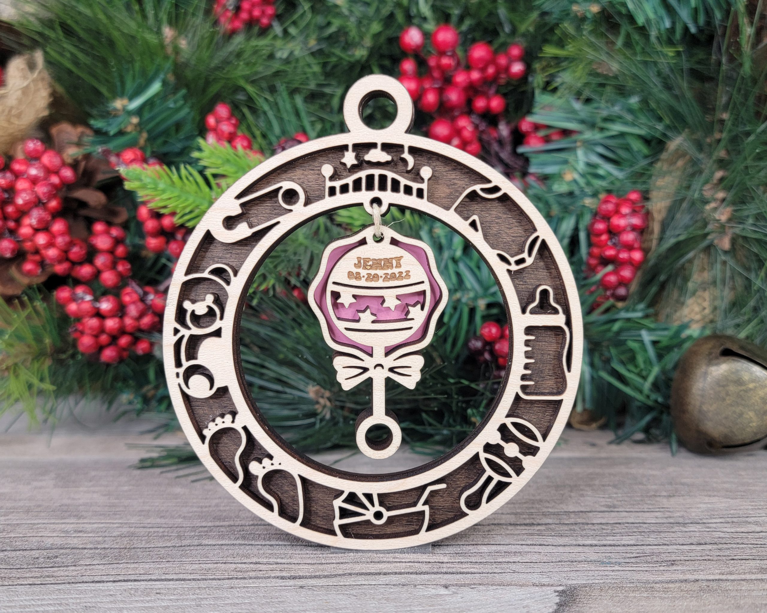 Personalized Baby Ornament, Wood Ornament, Newborn Gift, Baby Keepsake, Baby Stats, Custom Ornament, First Christmas, Baby Shower Gift