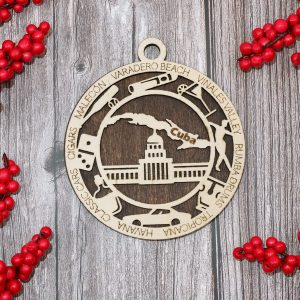 Cuba Landmarks Themed 4 Inches Made To Order Wood Ornament