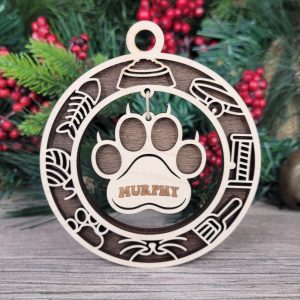 Personalized Cat Wood Ornament, Pet Memorial Ornament, Custom Cat Name Ornament, Unique Cat Gift, Cat Lover Gift, Engraved Wood Ornament