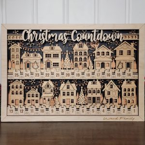Made To Order Christmas Countdown, Advent Calendar, Wooden Christmas Village, Personalized Christmas Decoration, Family Name Gift