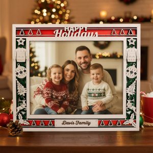 Christmas Family Icon Frame, Happy Holidays Photo Frame, Personalized Christmas Frame, Christmas Gift, Family Keepsake, Icon Frame