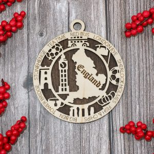 England Theme Souvenir 4 Inches Made To Order Wood Ornament