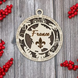 France Landmarks 4 inches Round Scenic Made To Order Wood Ornament