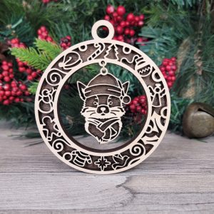 Fox Ornament, Wood Ornament, Animal Ornament, Holiday Decoration, Laser Cut Ornament, Winter Decor, Unique Gift, Christmas Ornament