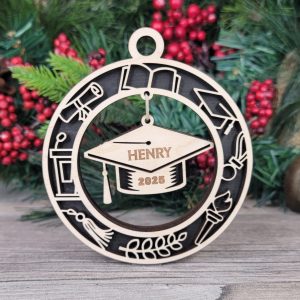 Personalized Graduation Wood Ornament, Class of 2025 Ornament, Custom Name Ornament, Graduation Gift, Keepsake Ornament, Grad Ornament