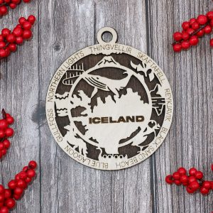 Iceland Map Laser Cut 4 Inches Holiday Tree Ornament