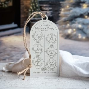 Our Story Wood Ornament, Personalized First Milestones Ornament, Couples Ornament, First Christmas Ornament, Custom Anniversary Gift
