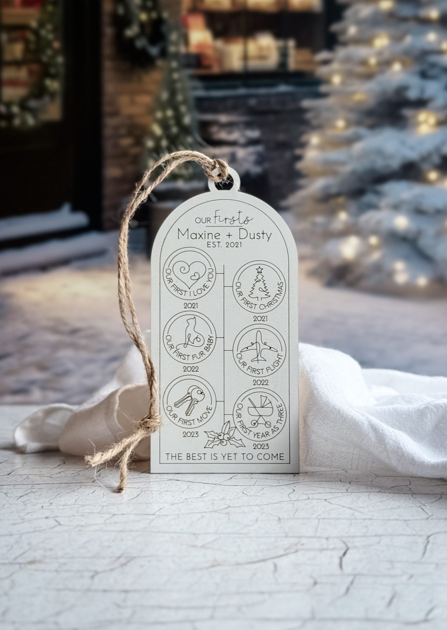 Our Story Wood Ornament, Personalized First Milestones Ornament, Couples Ornament, First Christmas Ornament, Custom Anniversary Gift