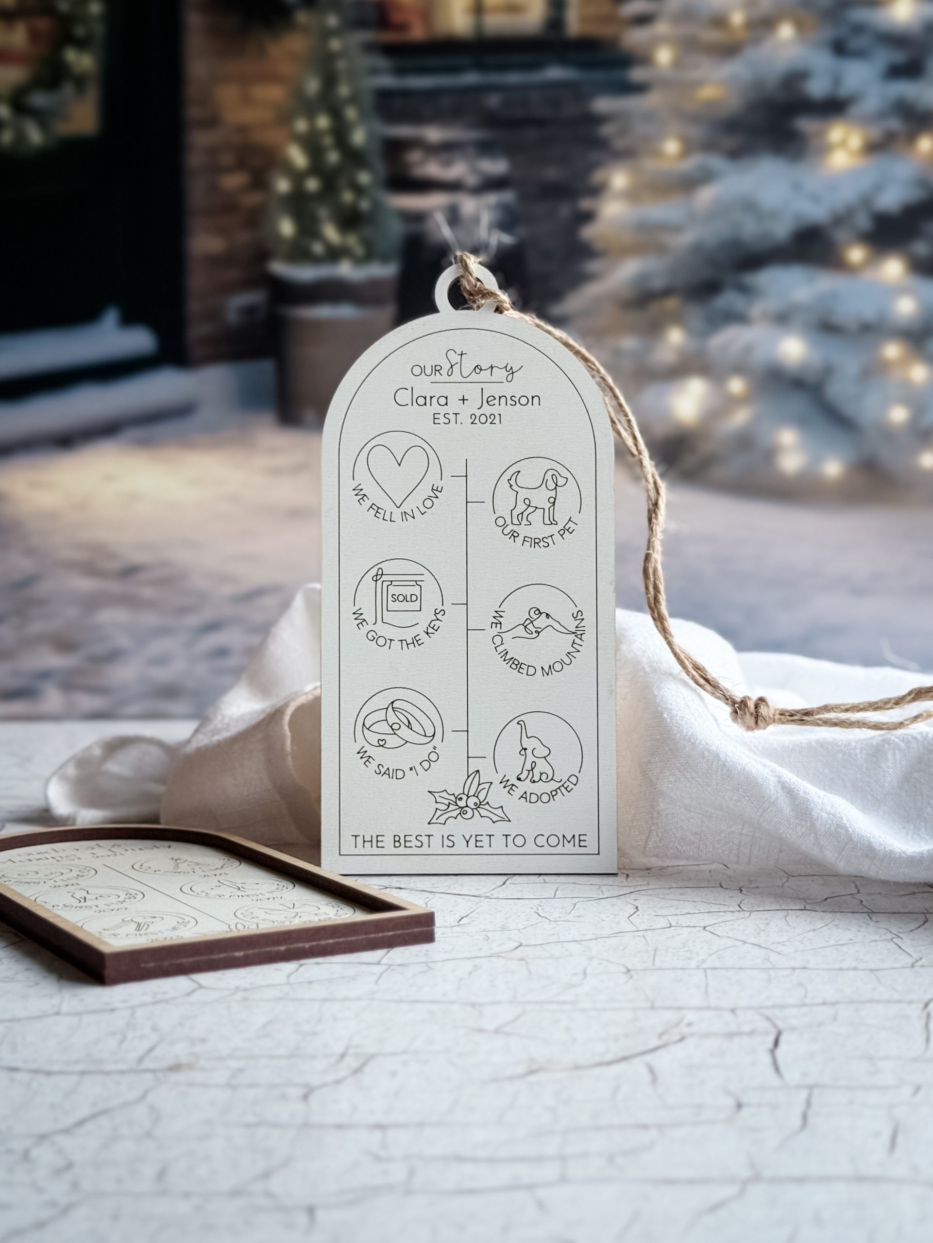Our Story Wood Ornament, Personalized First Milestones Ornament, Couples Ornament, First Christmas Ornament, Custom Anniversary Gift - Image 25