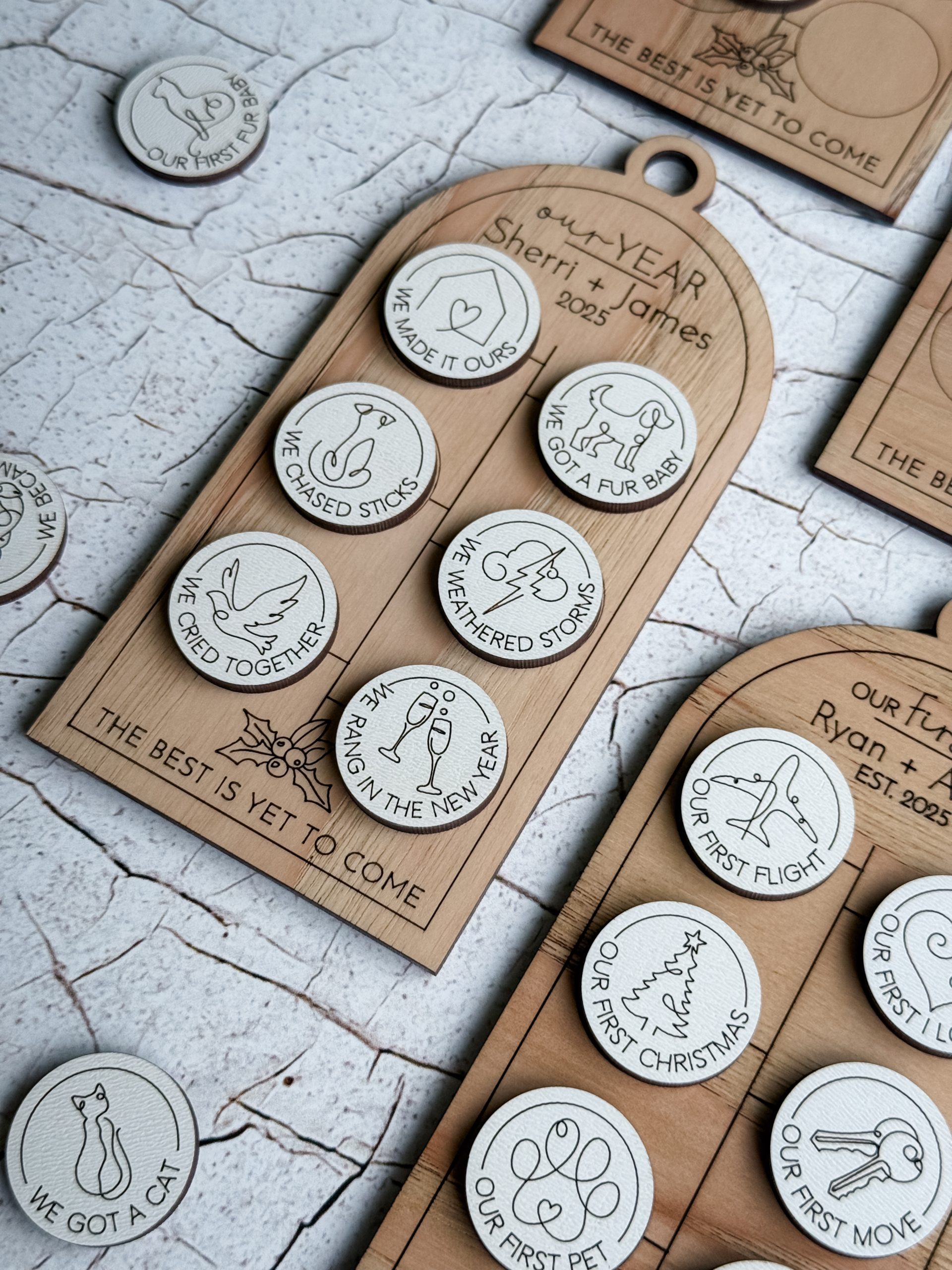 Our Story Wood Ornament, Personalized First Milestones Ornament, Couples Ornament, First Christmas Ornament, Custom Anniversary Gift - Image 6