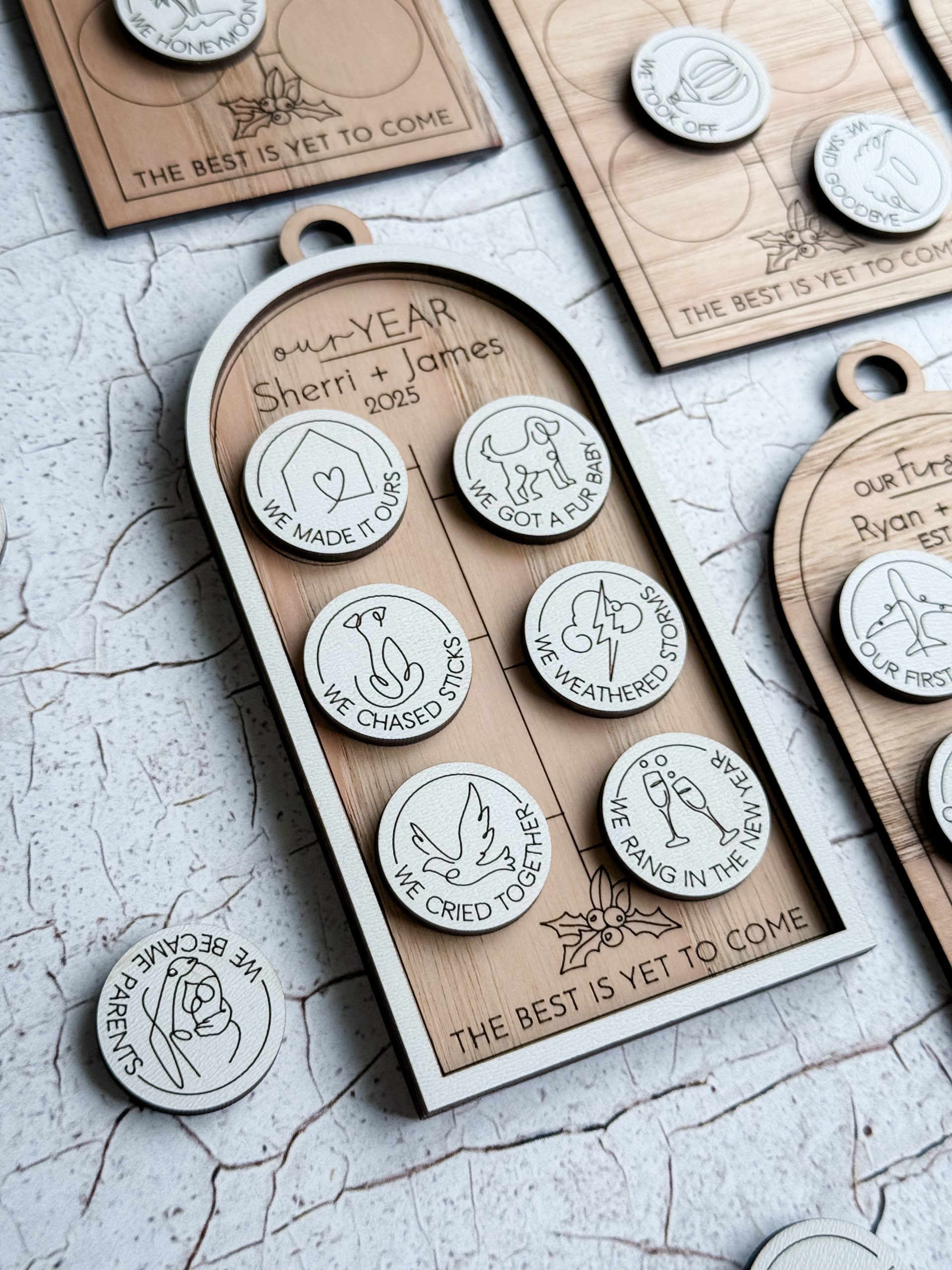 Our Story Wood Ornament, Personalized First Milestones Ornament, Couples Ornament, First Christmas Ornament, Custom Anniversary Gift - Image 11