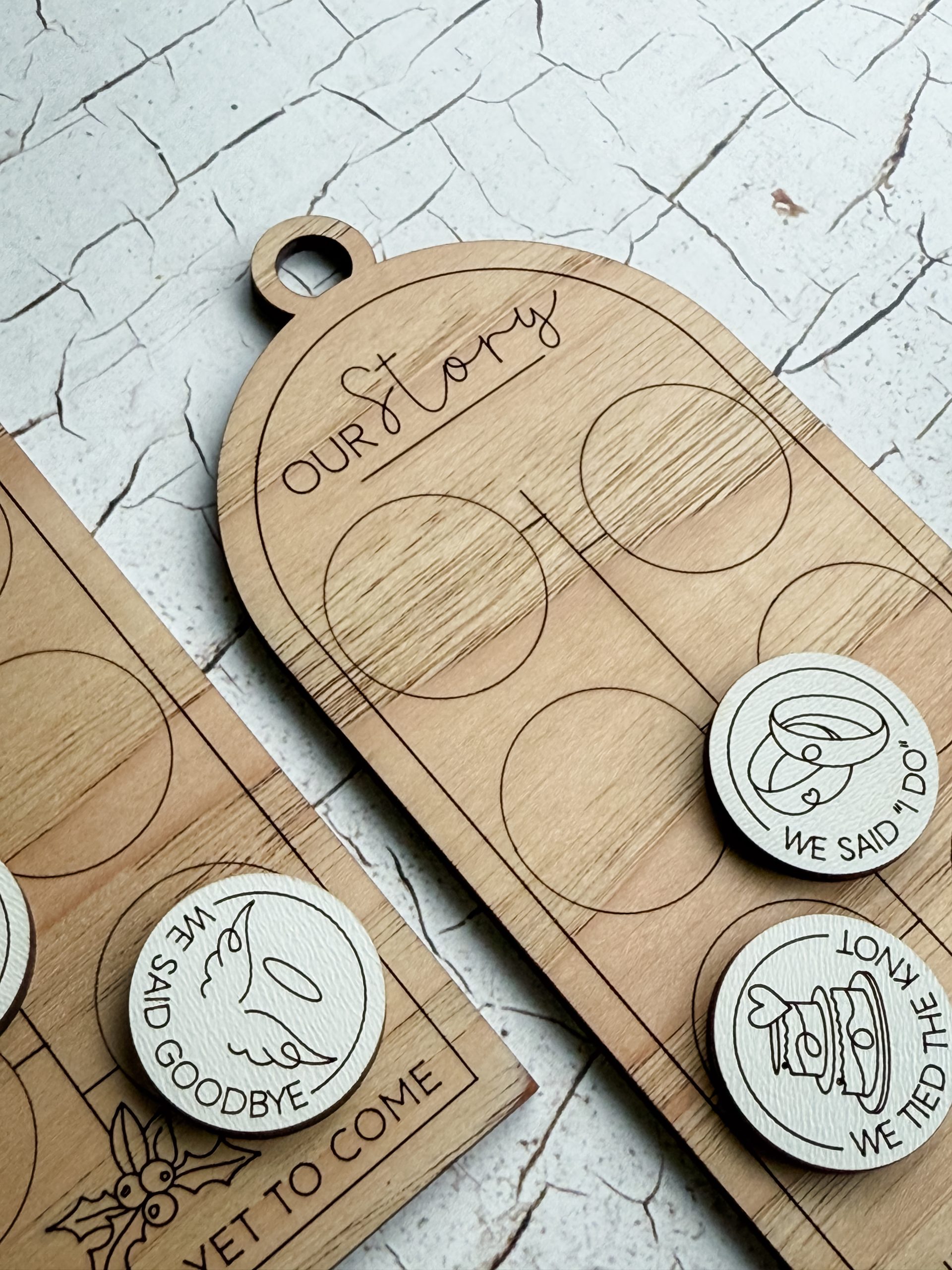Our Story Wood Ornament, Personalized First Milestones Ornament, Couples Ornament, First Christmas Ornament, Custom Anniversary Gift - Image 17