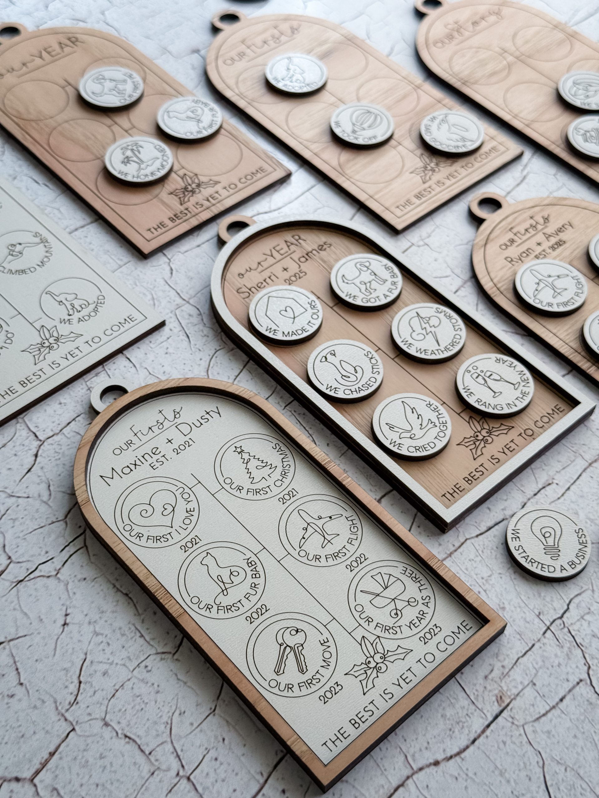 Our Story Wood Ornament, Personalized First Milestones Ornament, Couples Ornament, First Christmas Ornament, Custom Anniversary Gift - Image 14