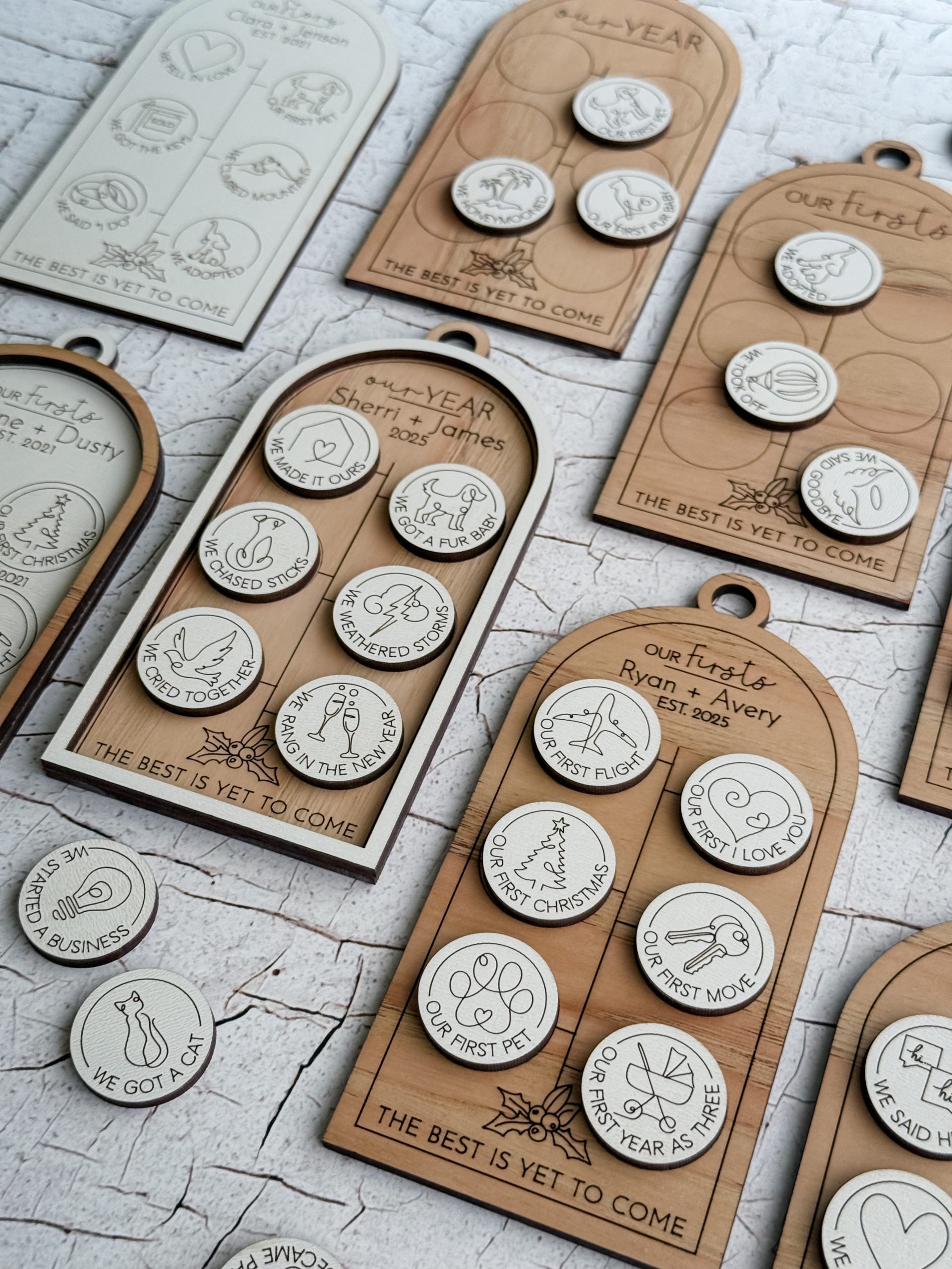 Our Story Wood Ornament, Personalized First Milestones Ornament, Couples Ornament, First Christmas Ornament, Custom Anniversary Gift - Image 8