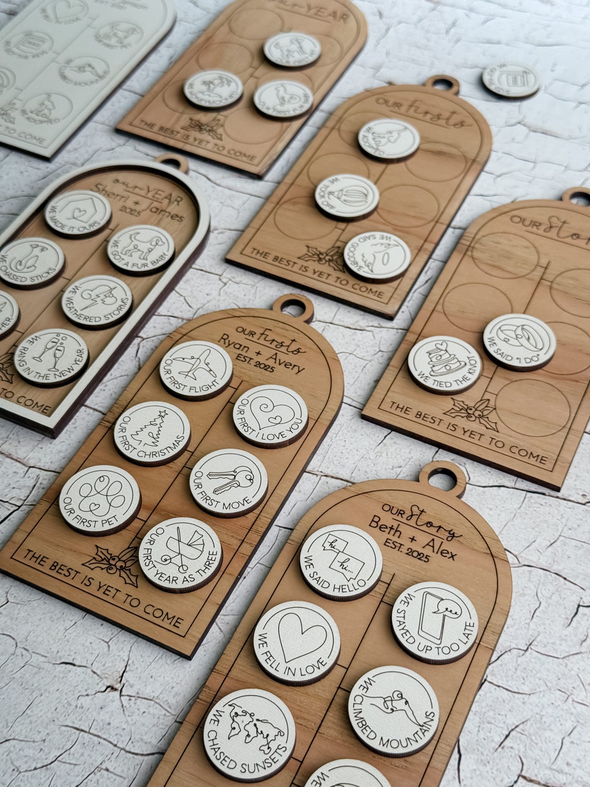 Our Story Wood Ornament, Personalized First Milestones Ornament, Couples Ornament, First Christmas Ornament, Custom Anniversary Gift - Image 10