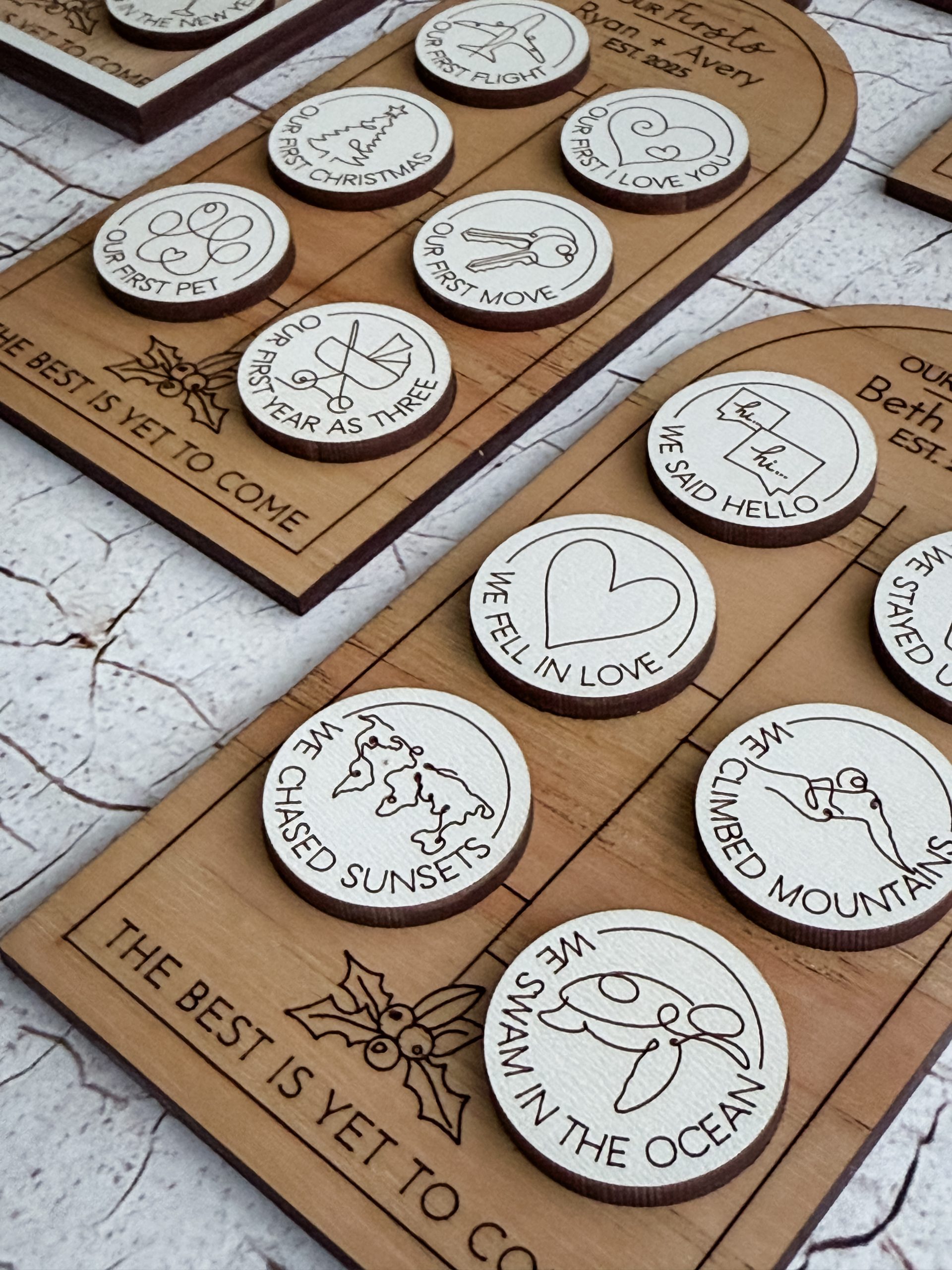 Our Story Wood Ornament, Personalized First Milestones Ornament, Couples Ornament, First Christmas Ornament, Custom Anniversary Gift - Image 22