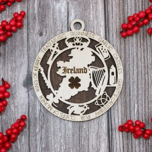 Ireland Shamrock Design Four Inches Made To Order Wood Ornament