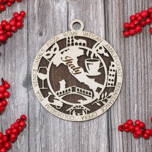 Italy Pizza Vatican Amalfi Coast 4 Inches Wood Ornament