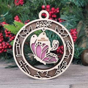 Personalized Memorial Wood Ornament, Butterfly Loss Remembrance, Custom Name Wood Ornament, Bereavement Gift, Sympathy Gift Ornament