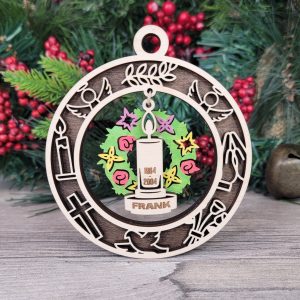 Personalized Memorial Wood Ornament, Remembrance Ornament, Memorial Gift, Custom Name Ornament, Candle Ornament, In Loving Memory Ornament